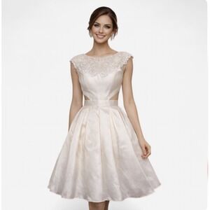 Sherri Hill Second Look Dress Bridal Wedding Reception Gown Ivory Beaded  Size 0